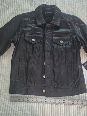Lucky Brand Women's Black Leather Trucker Jacket